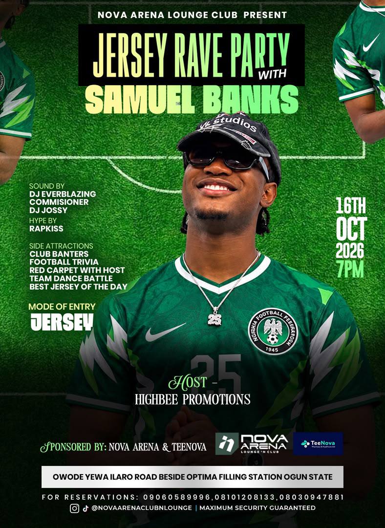 Official Jersey Rave Party with Samuel Banks flyer