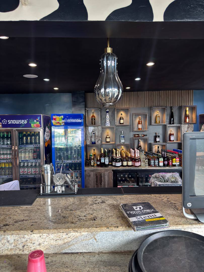 Nova Arena main bar counter and drinks display